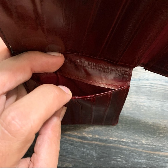 Authentic Alligator Skin Eel Lined Bifold Leather Wallet Cognac Made In USA - Picture 13 of 15